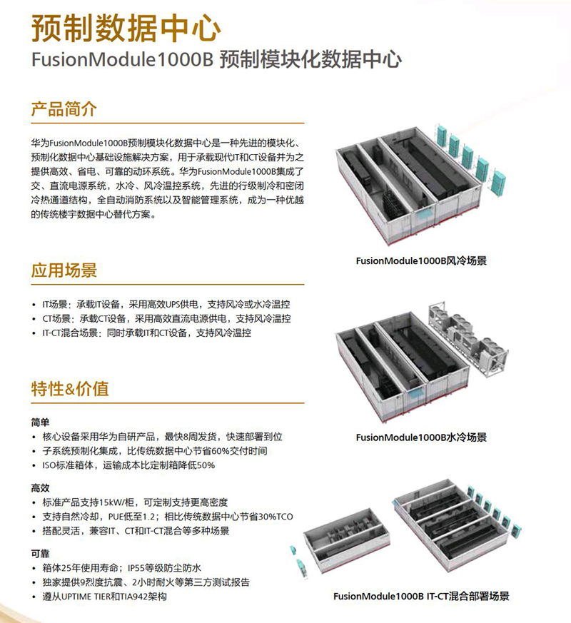 華為FusionModule1000B預制模塊化數據中心